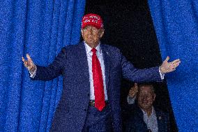 Donald Trump Holds Rally At Dodge County Airport In Juneau, Wisconsin.