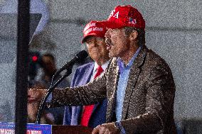 Donald Trump Holds Rally At Dodge County Airport In Juneau, Wisconsin.