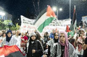 Solidarity Protest For The Palestinian And Lebanese People On The Anniversary Of The Gaza War.