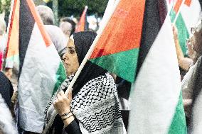 Solidarity Protest For The Palestinian And Lebanese People On The Anniversary Of The Gaza War.