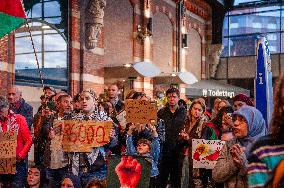 Pro-Palestinian 'sit-in' In Train Stations In The Netherlands.