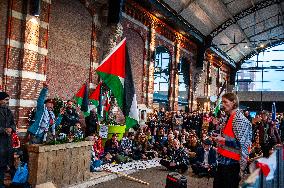 Pro-Palestinian 'sit-in' In Train Stations In The Netherlands.