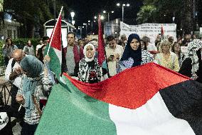 Solidarity Protest For The Palestinian And Lebanese People On The Anniversary Of The Gaza War.