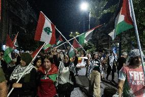 Solidarity Protest For The Palestinian And Lebanese People On The Anniversary Of The Gaza War.