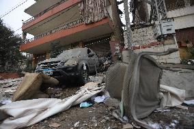 Aftermath of Israeli airstrikes in Qmatiyeh Village - Lebanon