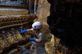 Restoration Works Of St. Peter's Baldachin And St. Peter's Chair At The Vatican