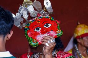 Nepalese Hindu Devotees Celebrated The Shikali Jatra In Khokana, Nepal.