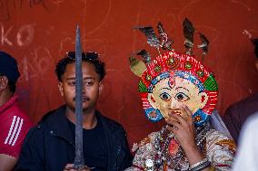 Nepalese Hindu Devotees Celebrated The Shikali Jatra In Khokana, Nepal.