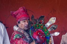 Nepalese Hindu Devotees Celebrated The Shikali Jatra In Khokana, Nepal.