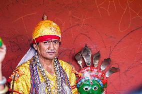 Nepalese Hindu Devotees Celebrated The Shikali Jatra In Khokana, Nepal.