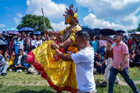 Nepalese Hindu Devotees Celebrated The Shikali Jatra In Khokana, Nepal.