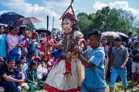 Nepalese Hindu Devotees Celebrated The Shikali Jatra In Khokana, Nepal.