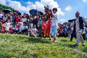 Nepalese Hindu Devotees Celebrated The Shikali Jatra In Khokana, Nepal.