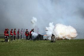 Nepal Army Grand Rehearsal Of Upcoming Fulpati Celebration In Nepal.