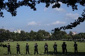 Nepal Army Grand Rehearsal Of Upcoming Fulpati Celebration In Nepal.