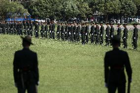 Nepal Army Grand Rehearsal Of Upcoming Fulpati Celebration In Nepal.