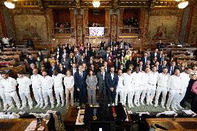 Medal Ceremony for officials involved in the organisation of the Paris 2024 Olympic Games - Paris