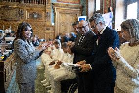 Medal Ceremony for officials involved in the organisation of the Paris 2024 Olympic Games - Paris