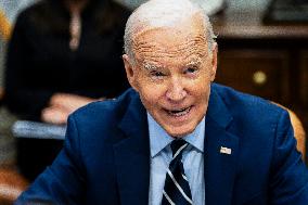 President Biden Attends a Meeting to Discuss Federal Response to Hurricanes - DC