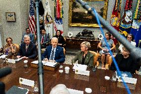 President Biden Attends a Meeting to Discuss Federal Response to Hurricanes - DC