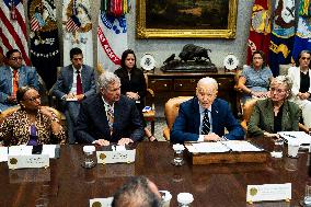 President Biden Attends a Meeting to Discuss Federal Response to Hurricanes - DC