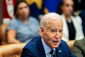 President Biden Attends a Meeting to Discuss Federal Response to Hurricanes - DC