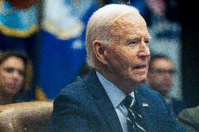 President Biden Attends a Meeting to Discuss Federal Response to Hurricanes - DC