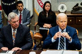 President Biden Attends a Meeting to Discuss Federal Response to Hurricanes - DC