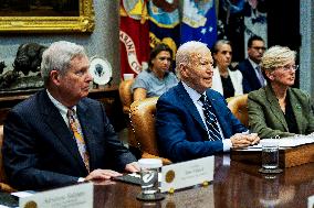 President Biden Attends a Meeting to Discuss Federal Response to Hurricanes - DC