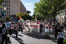 Students at George Washington University mark one year of war in Gaza