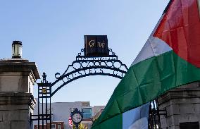 Students at George Washington University mark one year of war in Gaza