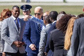 President Joe Biden Lands In Milwaukee, Wisconsin