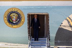 President Joe Biden Lands In Milwaukee, Wisconsin