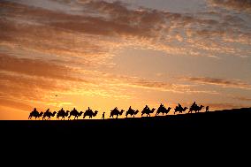 Tourists Visit The Mingsha Mountain - China