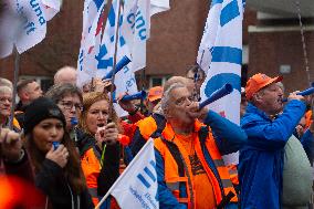 EVG Transportation Union Rally Against Federal Transportation Minister;s Decsion In Duisburg