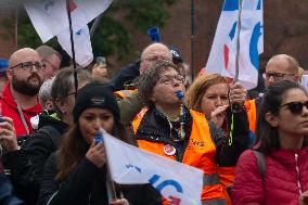 EVG Transportation Union Rally Against Federal Transportation Minister;s Decsion In Duisburg