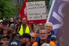 EVG Transportation Union Rally Against Federal Transportation Minister;s Decsion In Duisburg