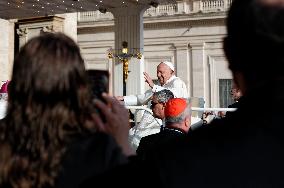 Pope Francis Holds His Weekly General Audience In St. Peter's Square, At The Vatican