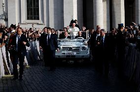 Pope Francis Holds His Weekly General Audience In St. Peter's Square, At The Vatican