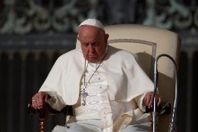 Pope Francis Holds His Weekly General Audience In St. Peter's Square, At The Vatican