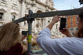 The Access To Fontana Di Trevi Has Been Restricted Due To Extraordinary Restoration Work In Rome