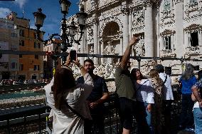 The Access To Fontana Di Trevi Has Been Restricted Due To Extraordinary Restoration Work In Rome