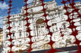 The Access To Fontana Di Trevi Has Been Restricted Due To Extraordinary Restoration Work In Rome