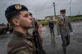 Emmanuel Macron visits a military camp