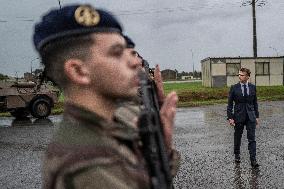 Emmanuel Macron visits a military camp