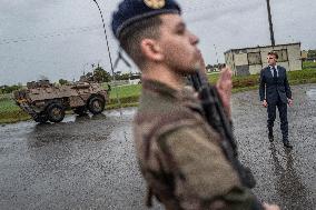 Emmanuel Macron visits a military camp