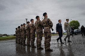 Emmanuel Macron visits a military camp