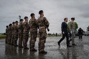 Emmanuel Macron visits a military camp