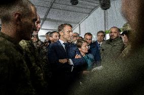 Emmanuel Macron visits a military camp