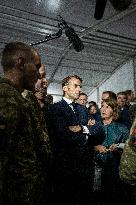 Emmanuel Macron visits a military camp